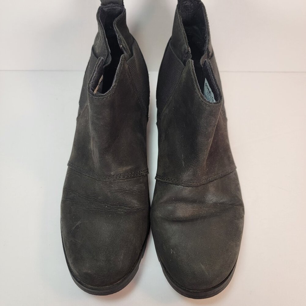 Sorel EMELIE CHELSEA Ankle Boot Black Leather Waterproof Rain Snow Boot Sz 7